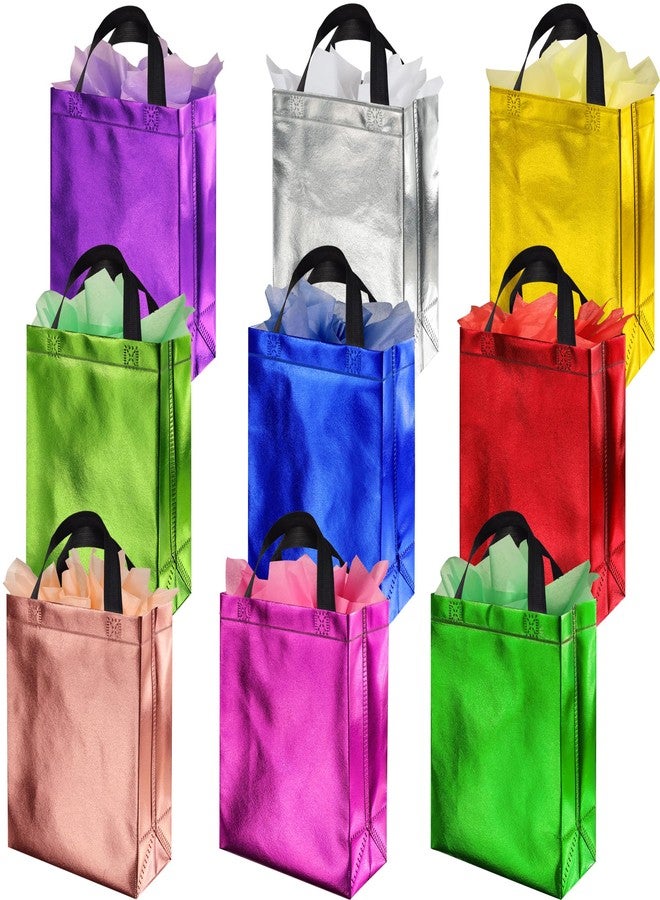 GITMIWS Sparkle Gift Bags with Tissues – Set of 18 Mix Color Reusable Gift Bags Medium size - Ideal as Goodie Bag, Birthday, Wedding Gift Bag, Party Favor Bags - Image 1